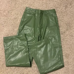 Green leather pants
